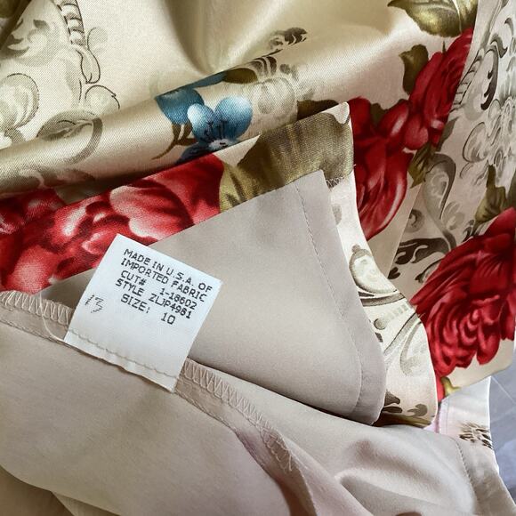 David Meister Halter Dress, Size 10, Beige Floral Cocktail USA Made Vintage Y2K - Picture 6 of 11